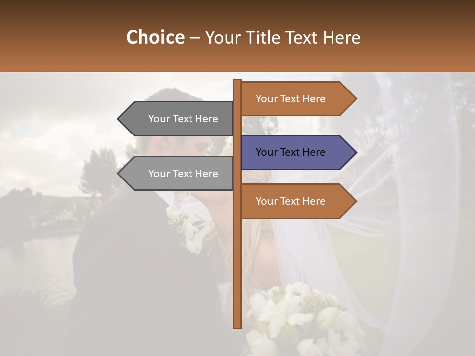 A Bride And Groom Kissing In Front Of A Lake PowerPoint Template