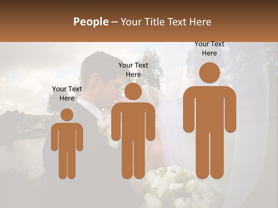 A Bride And Groom Kissing In Front Of A Lake PowerPoint Template