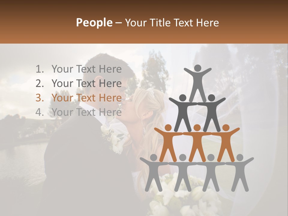 A Bride And Groom Kissing In Front Of A Lake PowerPoint Template