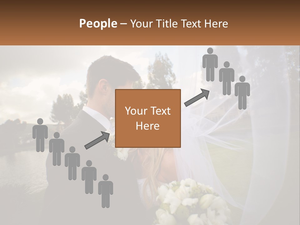 A Bride And Groom Kissing In Front Of A Lake PowerPoint Template