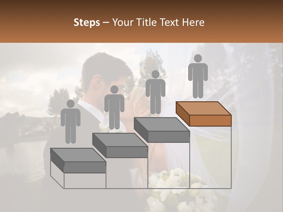 A Bride And Groom Kissing In Front Of A Lake PowerPoint Template