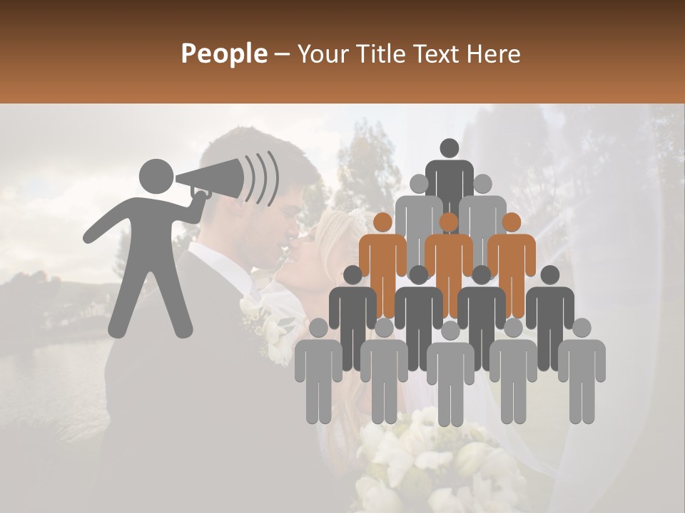 A Bride And Groom Kissing In Front Of A Lake PowerPoint Template