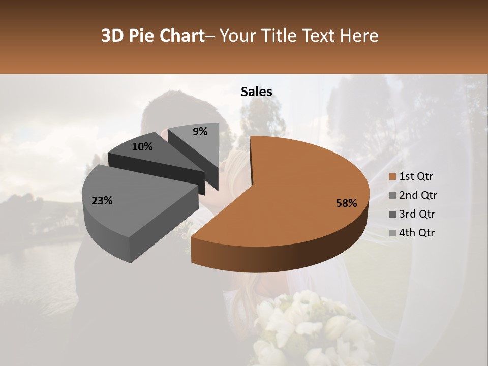 A Bride And Groom Kissing In Front Of A Lake PowerPoint Template