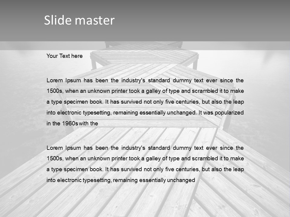 A Wooden Dock With Water And Clouds In The Background PowerPoint Template