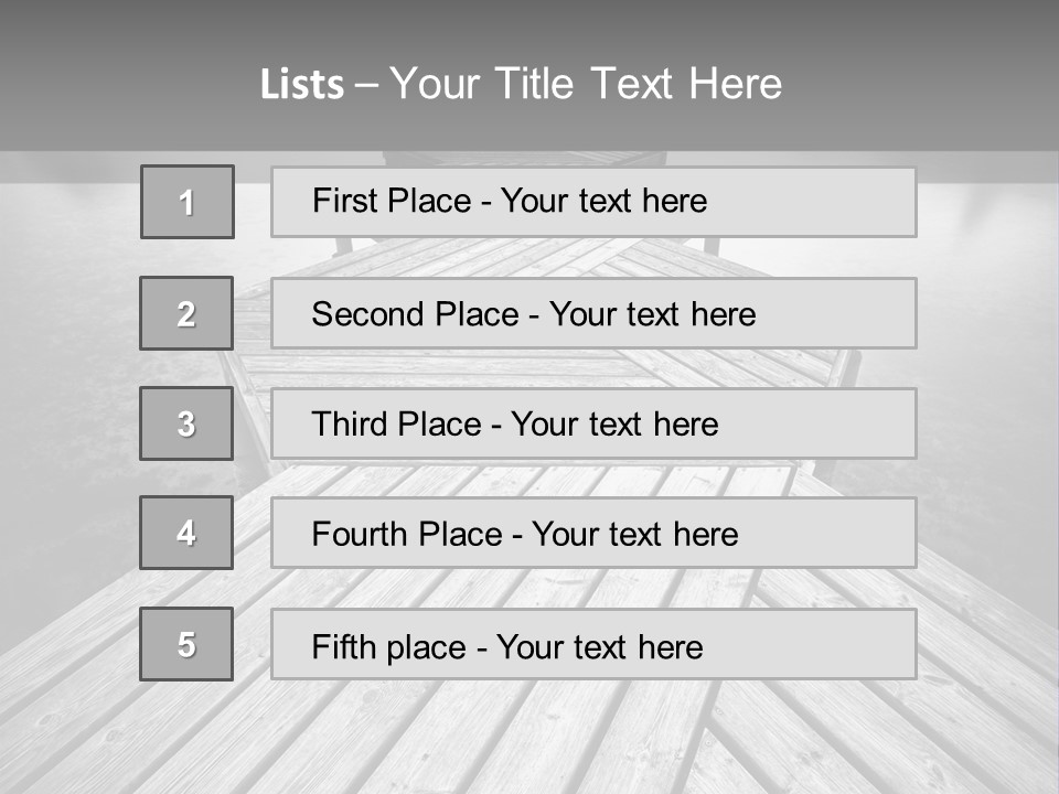 A Wooden Dock With Water And Clouds In The Background PowerPoint Template
