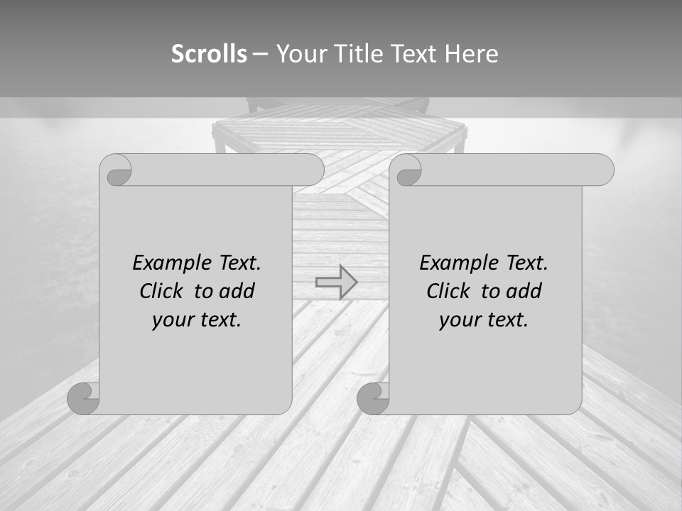 A Wooden Dock With Water And Clouds In The Background PowerPoint Template