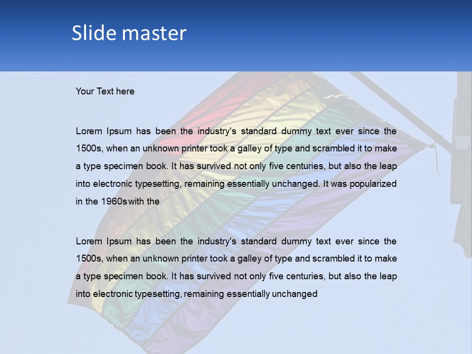 A Rainbow Colored Kite Flying In The Sky PowerPoint Template