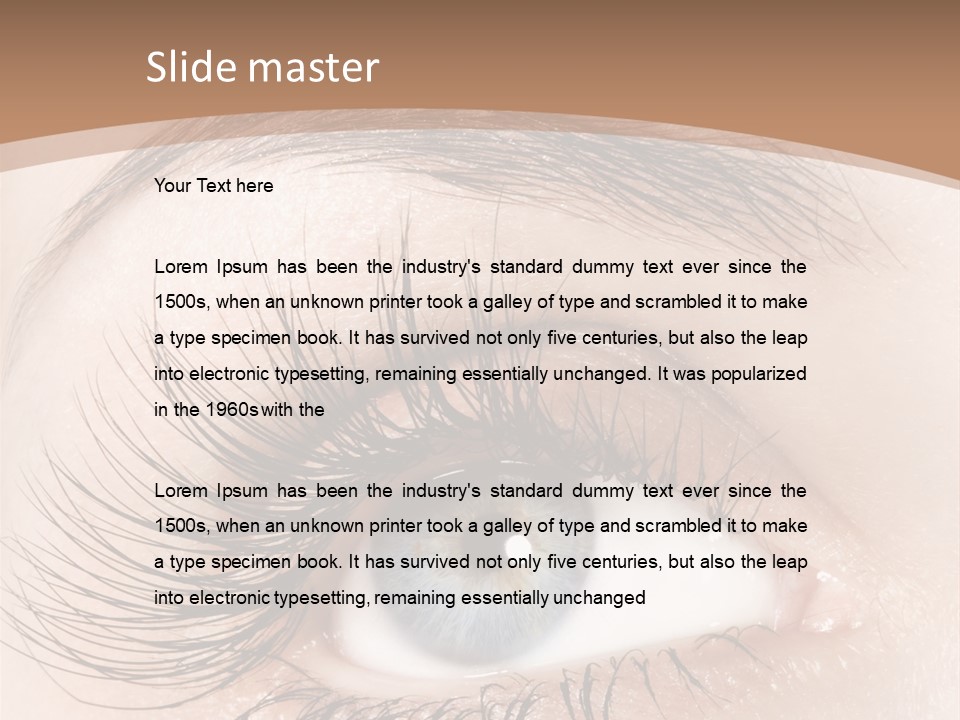 A Woman's Blue Eye With Long Lashes PowerPoint Template