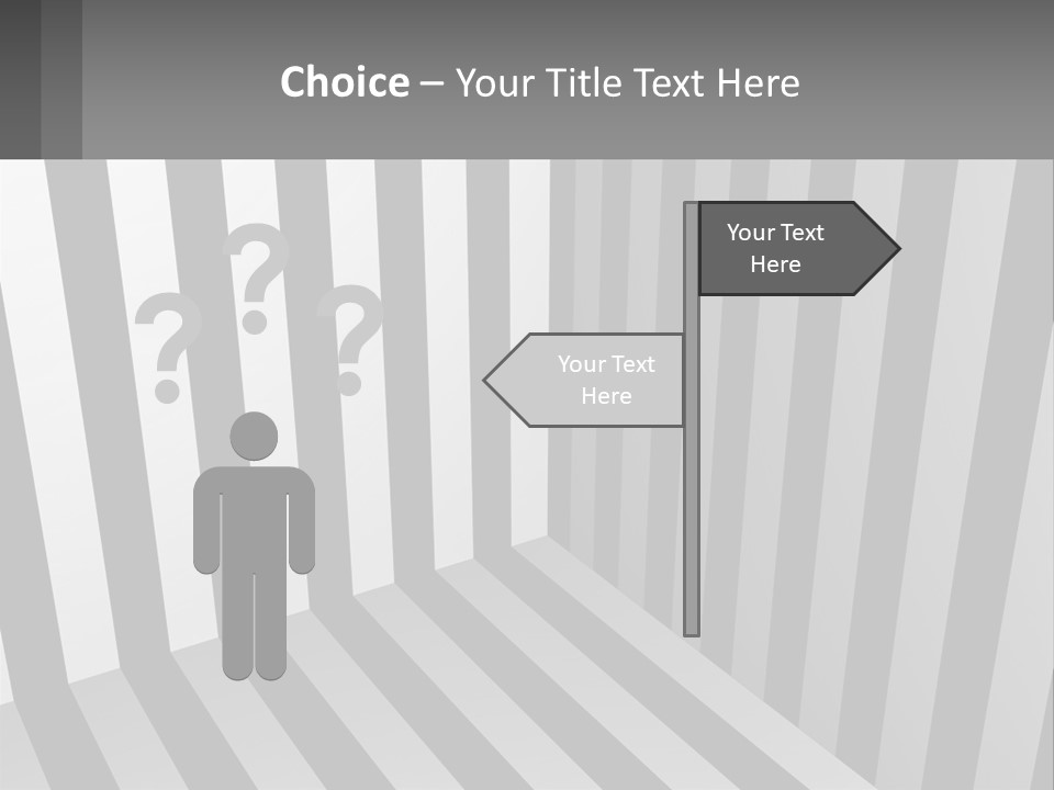 A Black And White Striped Room With A Door PowerPoint Template