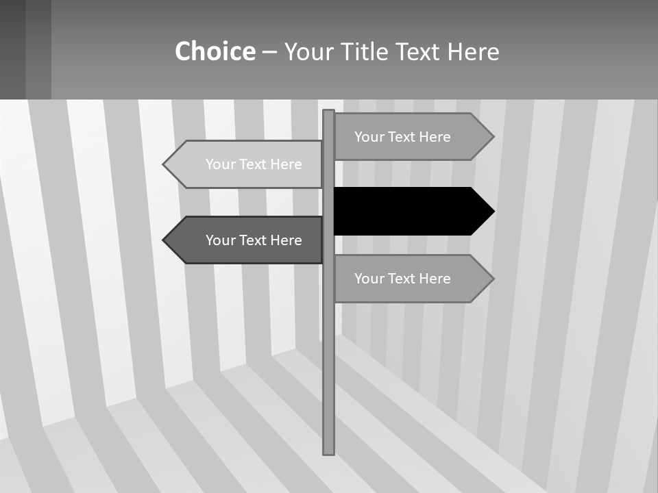 A Black And White Striped Room With A Door PowerPoint Template