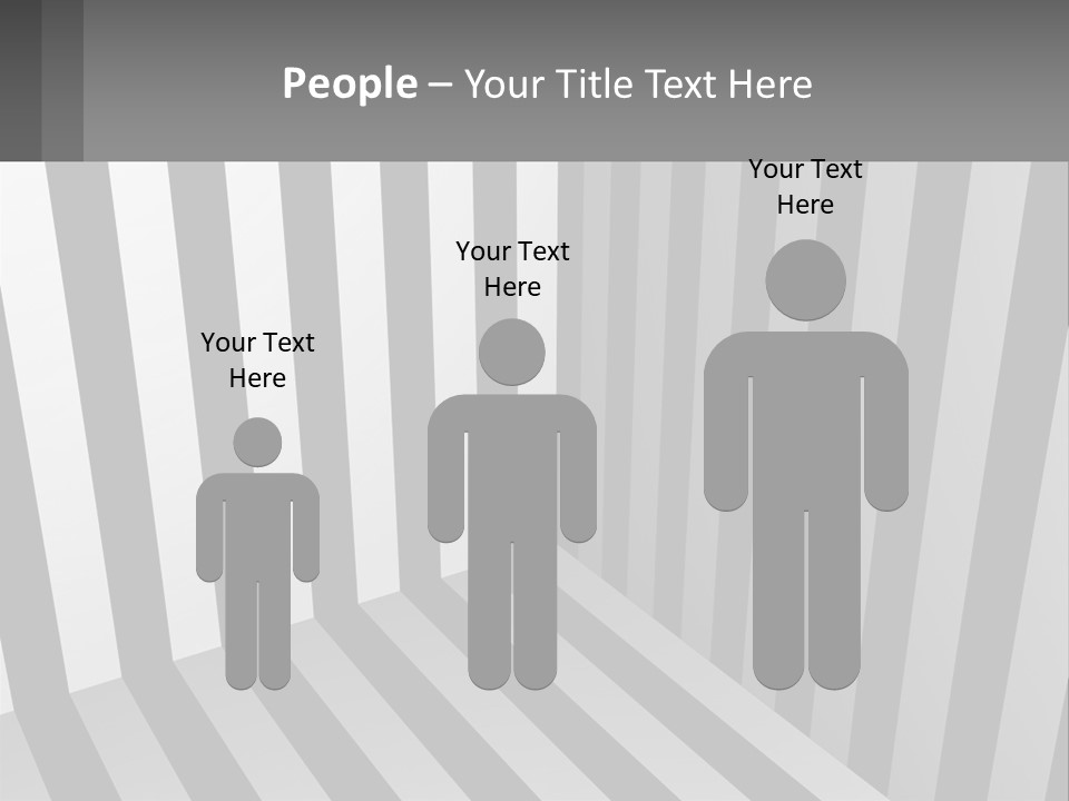 A Black And White Striped Room With A Door PowerPoint Template