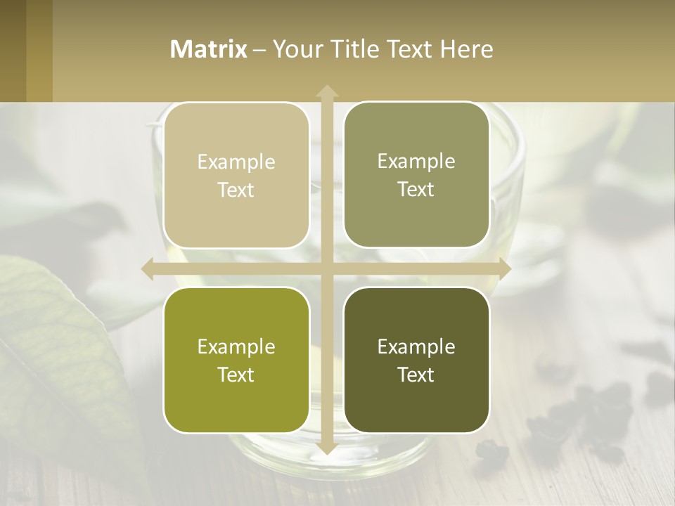 Two Glasses Of Green Tea With Leaves On A Table PowerPoint Template