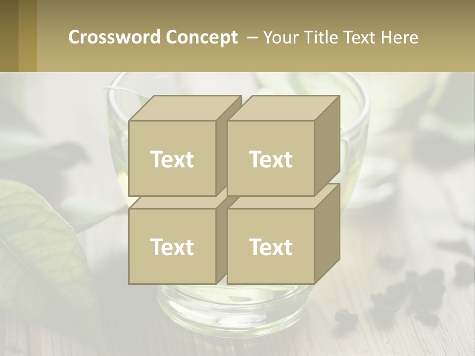 Two Glasses Of Green Tea With Leaves On A Table PowerPoint Template