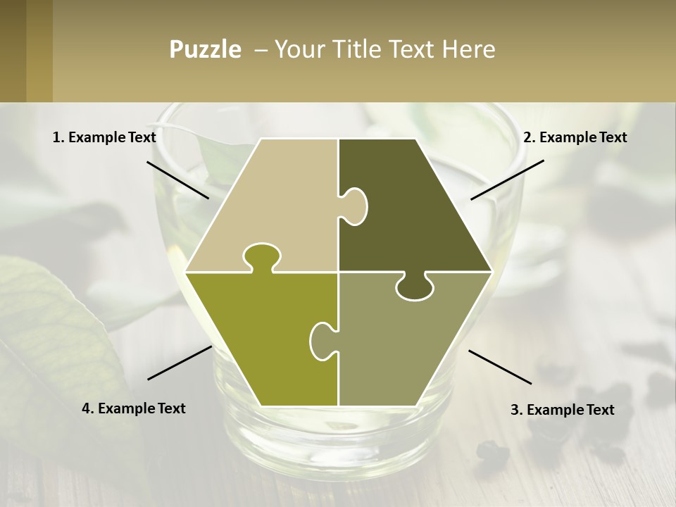 Two Glasses Of Green Tea With Leaves On A Table PowerPoint Template