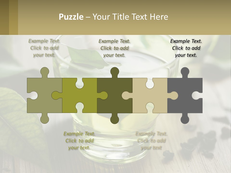 Two Glasses Of Green Tea With Leaves On A Table PowerPoint Template