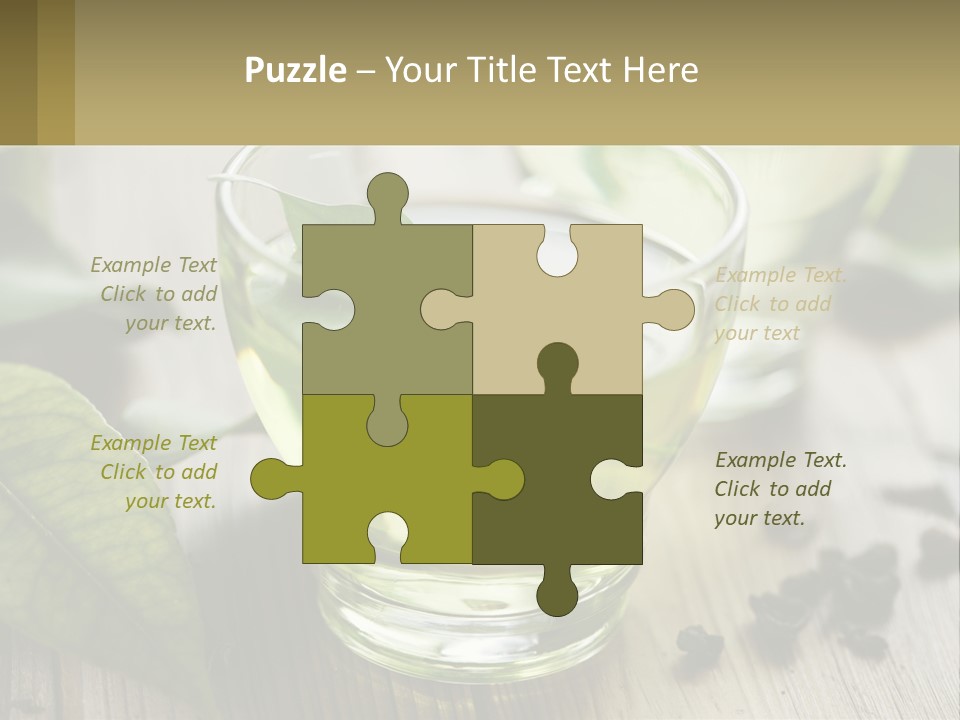 Two Glasses Of Green Tea With Leaves On A Table PowerPoint Template