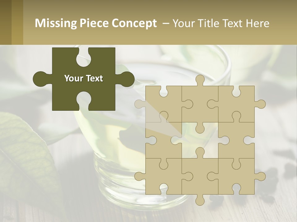 Two Glasses Of Green Tea With Leaves On A Table PowerPoint Template