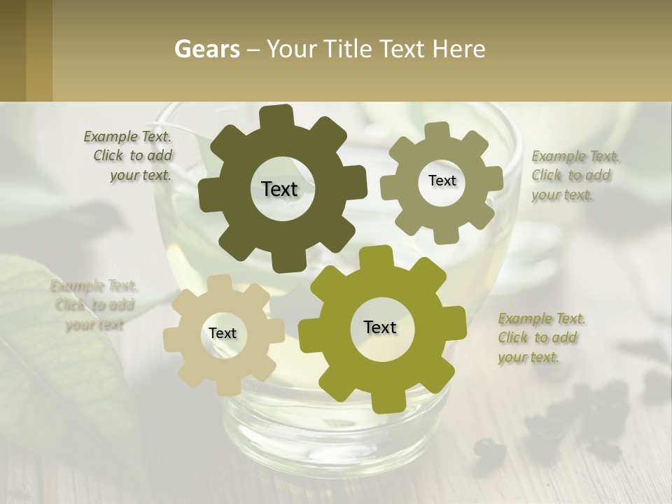 Two Glasses Of Green Tea With Leaves On A Table PowerPoint Template
