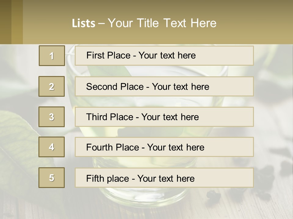 Two Glasses Of Green Tea With Leaves On A Table PowerPoint Template