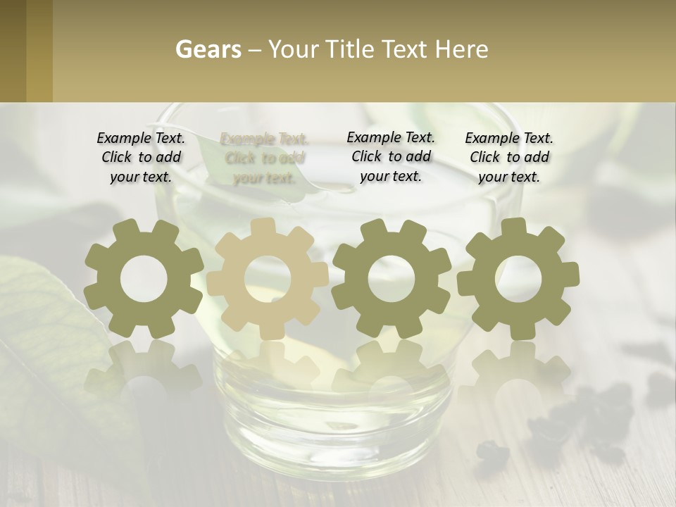 Two Glasses Of Green Tea With Leaves On A Table PowerPoint Template