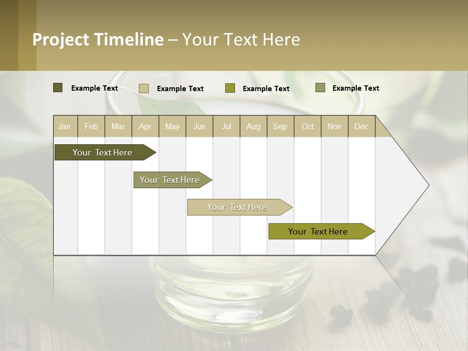 Two Glasses Of Green Tea With Leaves On A Table PowerPoint Template