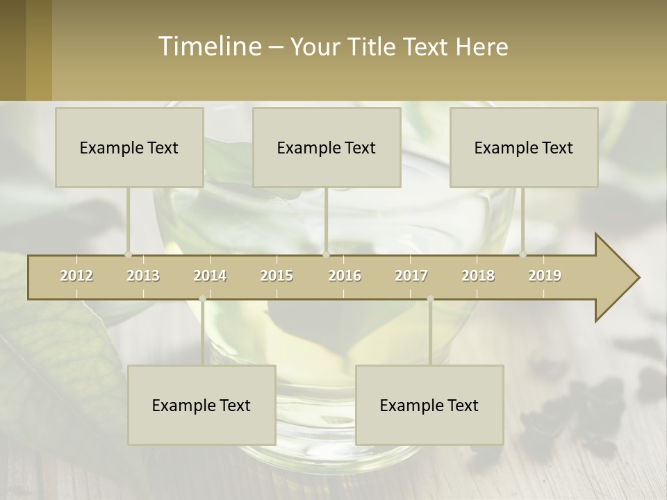 Two Glasses Of Green Tea With Leaves On A Table PowerPoint Template