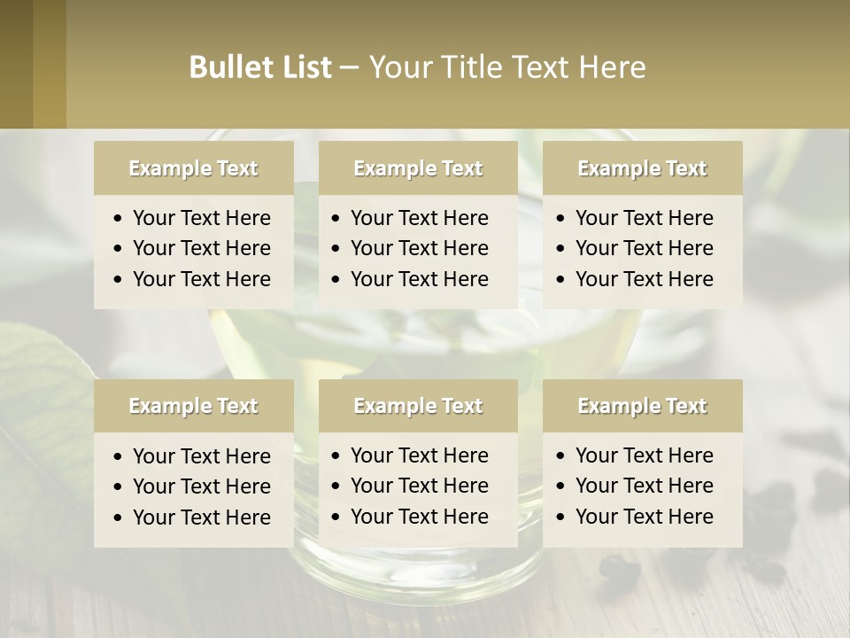 Two Glasses Of Green Tea With Leaves On A Table PowerPoint Template