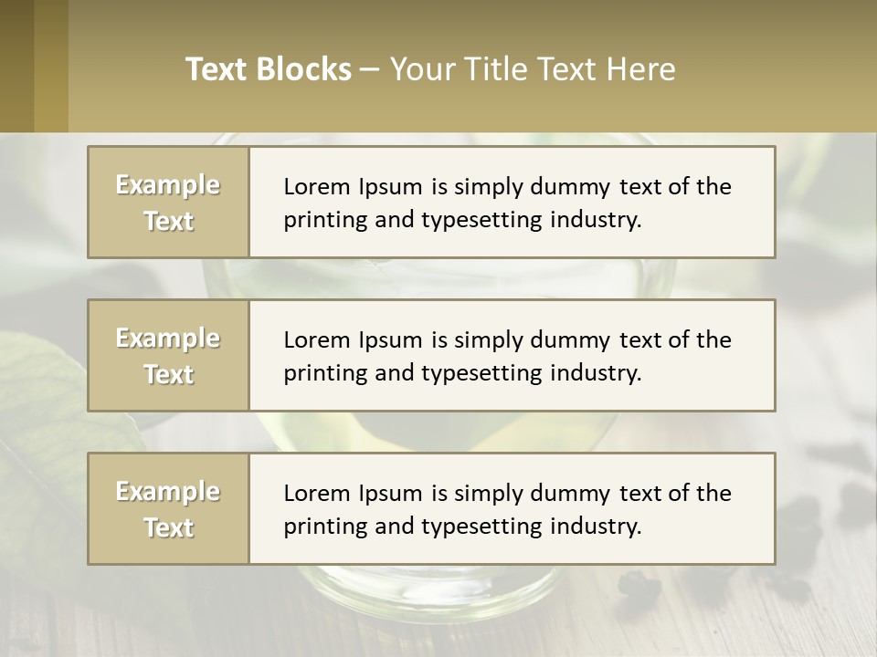 Two Glasses Of Green Tea With Leaves On A Table PowerPoint Template