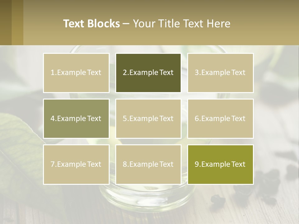 Two Glasses Of Green Tea With Leaves On A Table PowerPoint Template