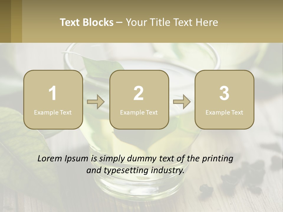 Two Glasses Of Green Tea With Leaves On A Table PowerPoint Template