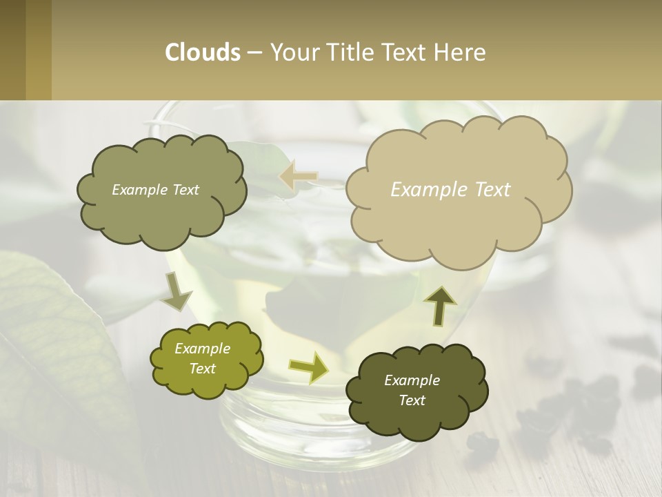 Two Glasses Of Green Tea With Leaves On A Table PowerPoint Template