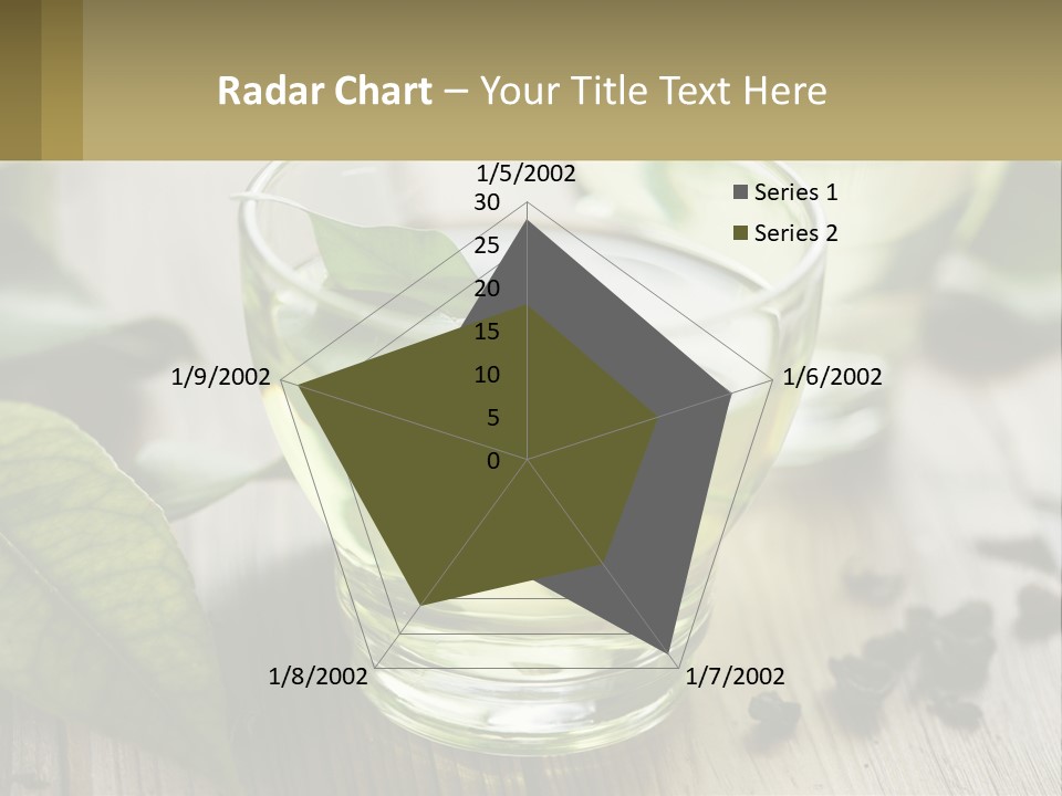Two Glasses Of Green Tea With Leaves On A Table PowerPoint Template