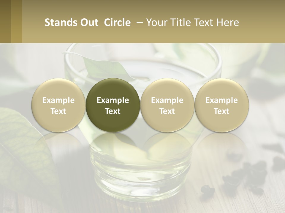 Two Glasses Of Green Tea With Leaves On A Table PowerPoint Template