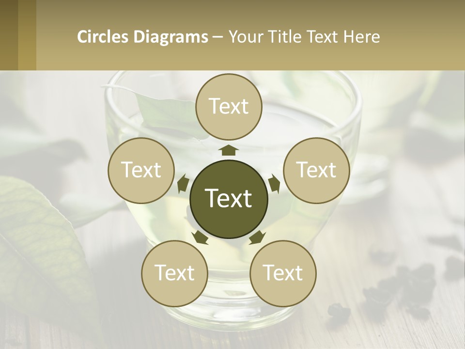 Two Glasses Of Green Tea With Leaves On A Table PowerPoint Template