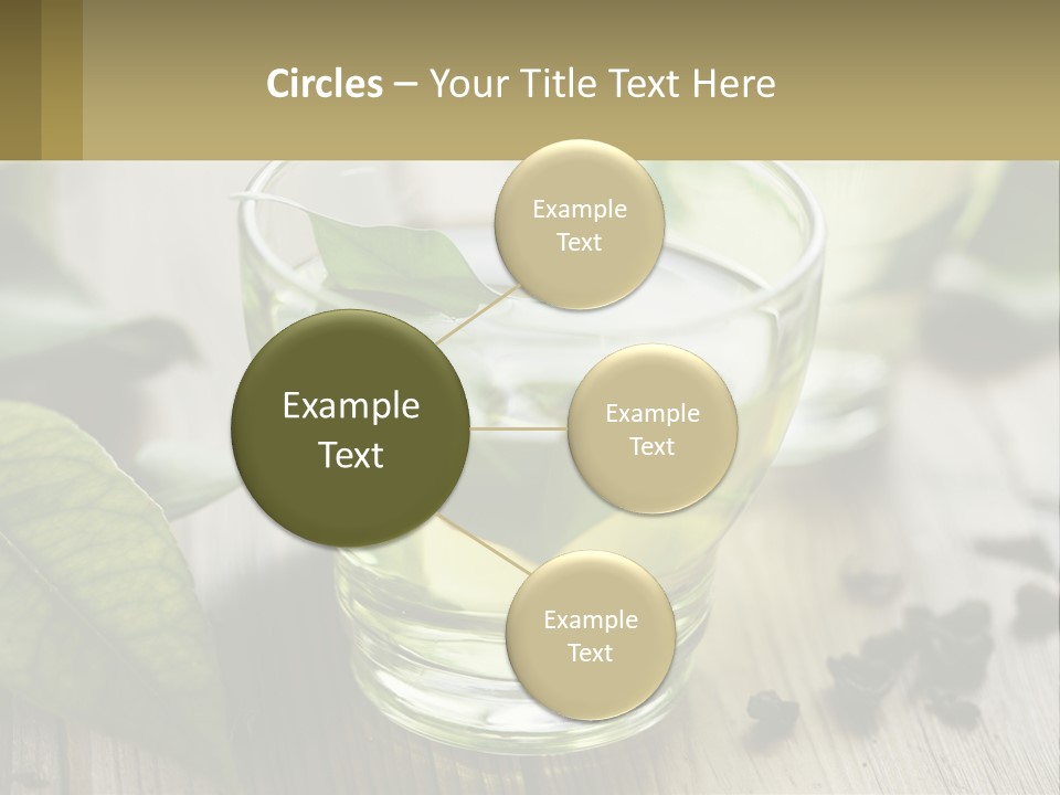 Two Glasses Of Green Tea With Leaves On A Table PowerPoint Template