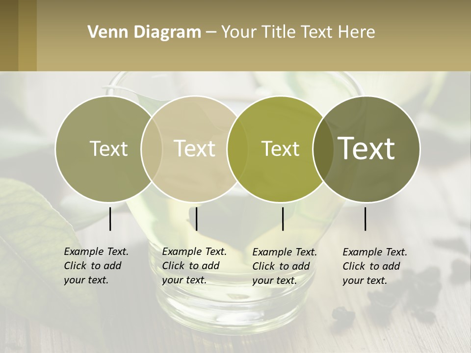 Two Glasses Of Green Tea With Leaves On A Table PowerPoint Template