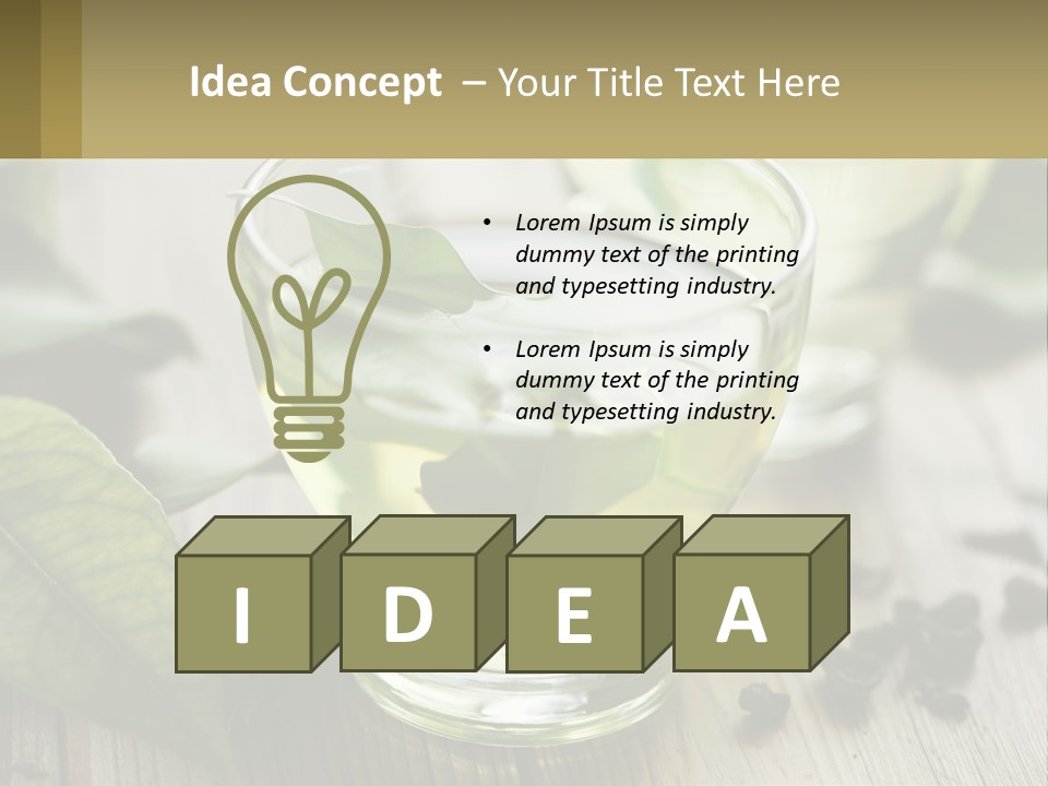 Two Glasses Of Green Tea With Leaves On A Table PowerPoint Template