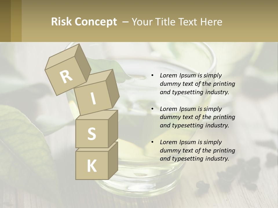 Two Glasses Of Green Tea With Leaves On A Table PowerPoint Template