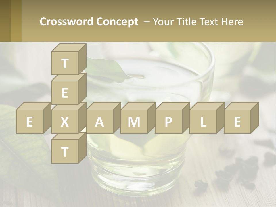 Two Glasses Of Green Tea With Leaves On A Table PowerPoint Template