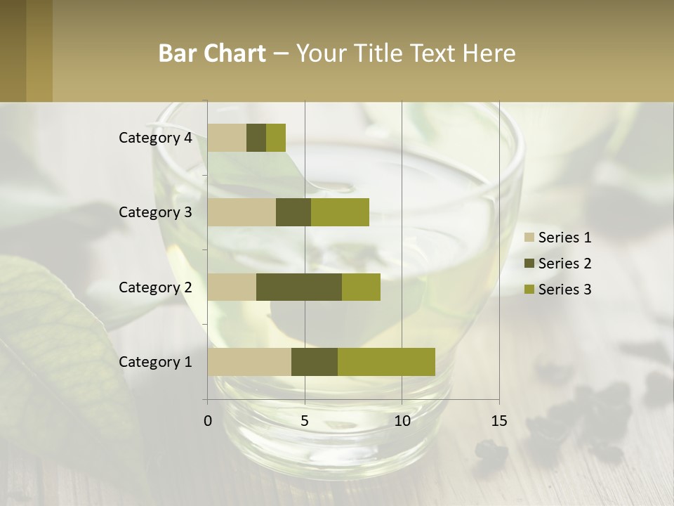 Two Glasses Of Green Tea With Leaves On A Table PowerPoint Template