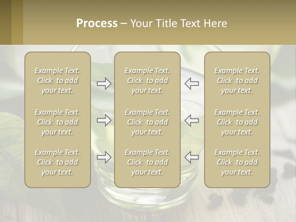 Two Glasses Of Green Tea With Leaves On A Table PowerPoint Template