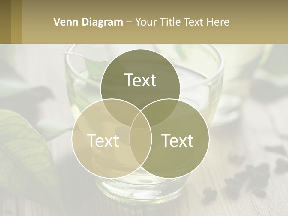 Two Glasses Of Green Tea With Leaves On A Table PowerPoint Template