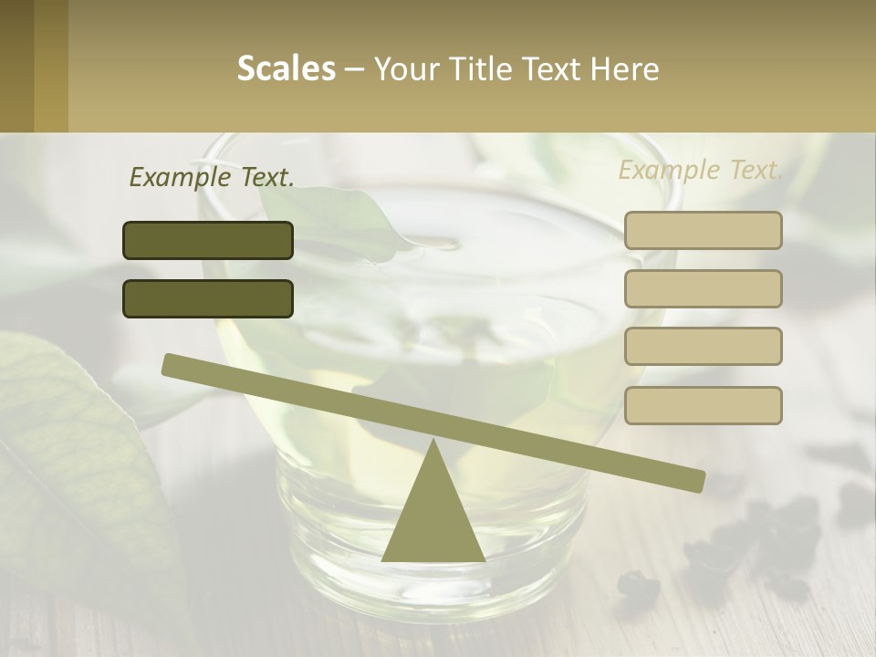 Two Glasses Of Green Tea With Leaves On A Table PowerPoint Template