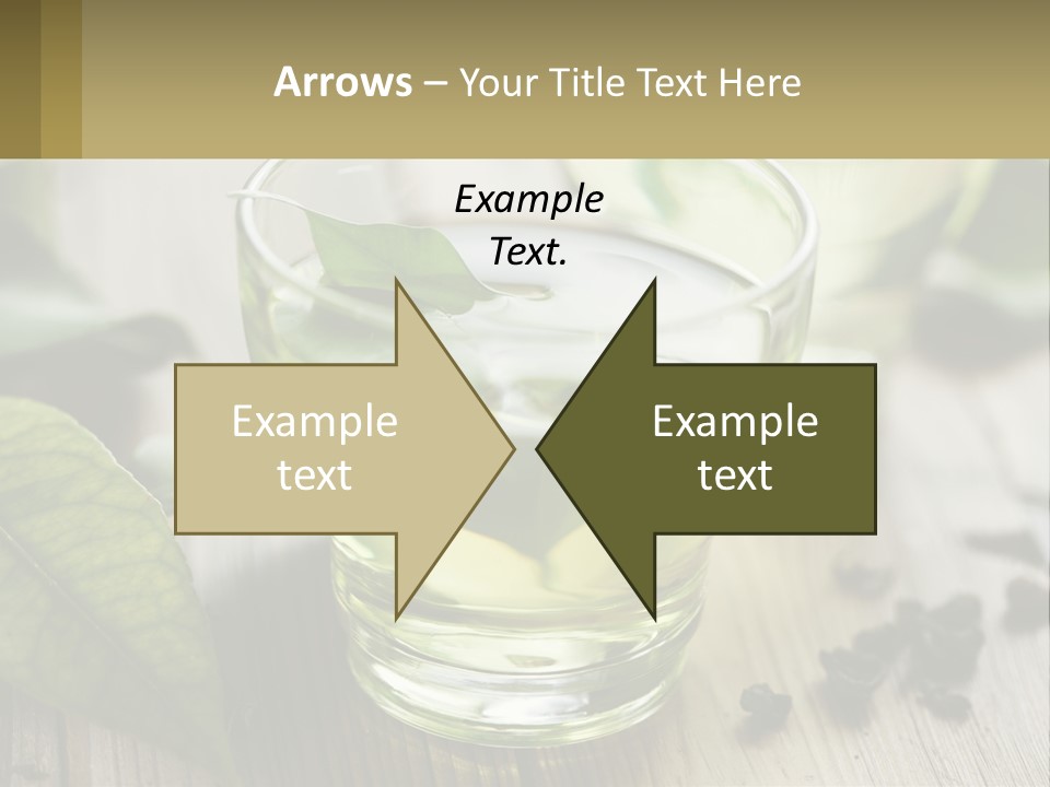 Two Glasses Of Green Tea With Leaves On A Table PowerPoint Template