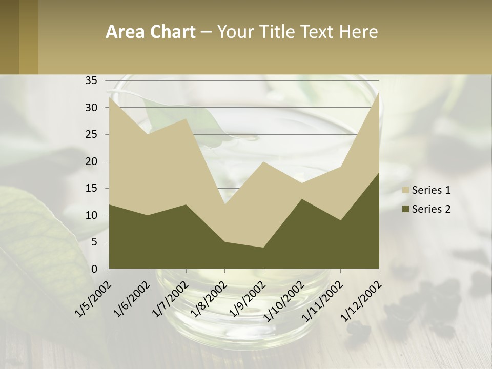Two Glasses Of Green Tea With Leaves On A Table PowerPoint Template