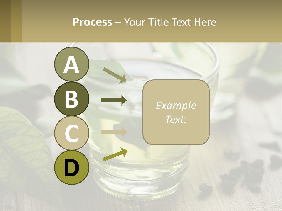 Two Glasses Of Green Tea With Leaves On A Table PowerPoint Template