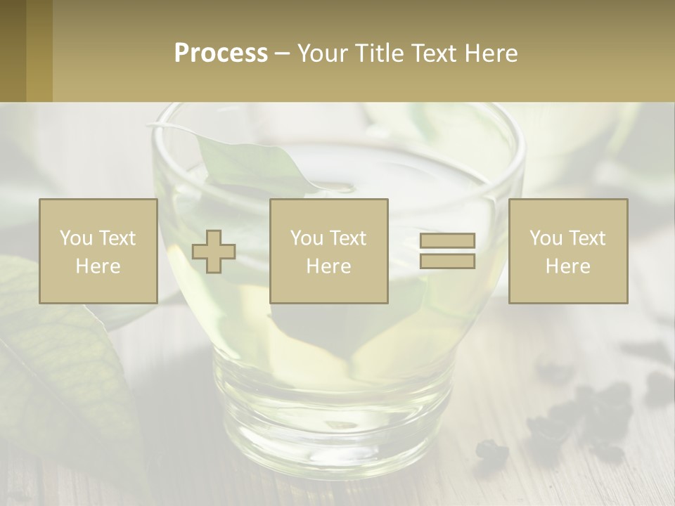 Two Glasses Of Green Tea With Leaves On A Table PowerPoint Template