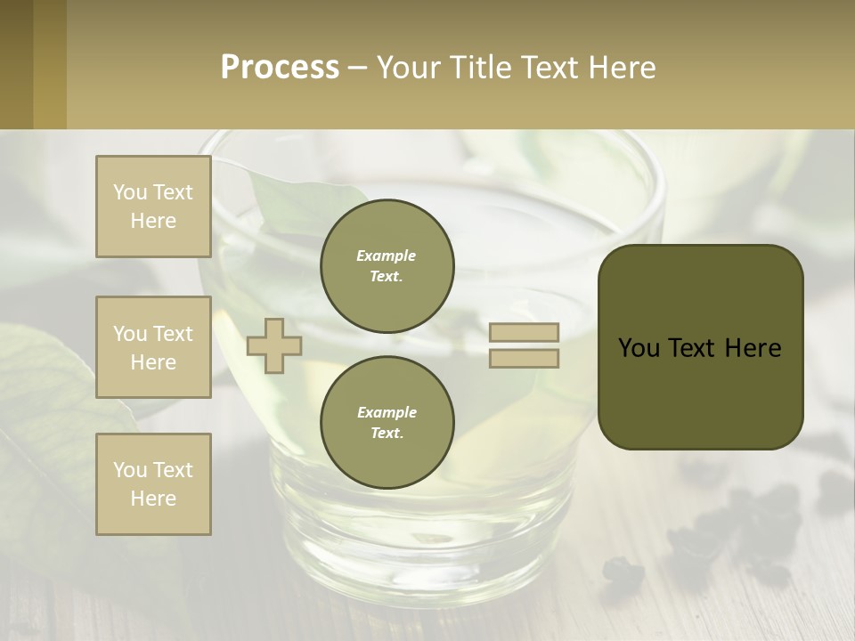 Two Glasses Of Green Tea With Leaves On A Table PowerPoint Template
