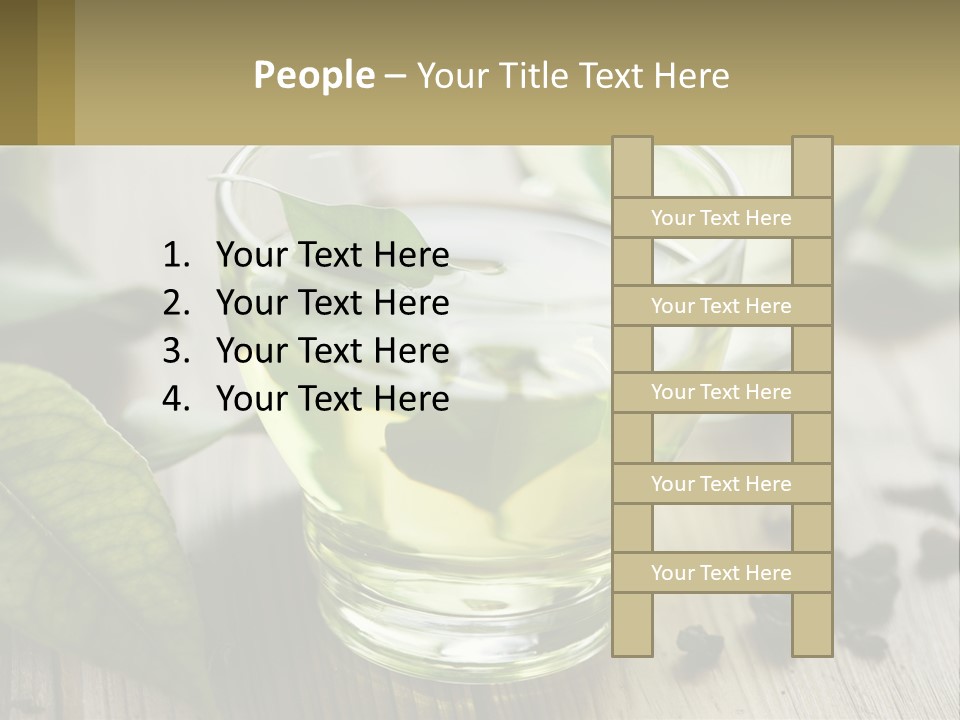 Two Glasses Of Green Tea With Leaves On A Table PowerPoint Template