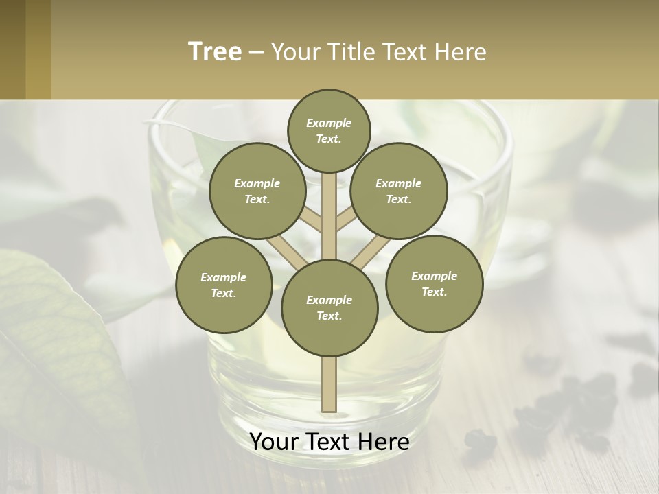 Two Glasses Of Green Tea With Leaves On A Table PowerPoint Template